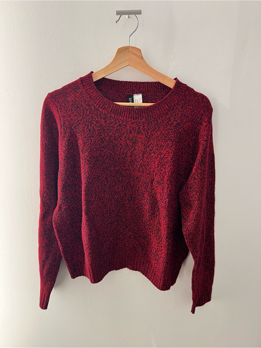 Red + blue heathered sweater